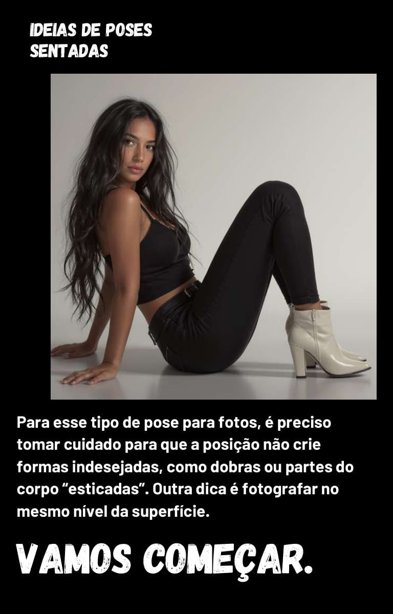 Referência de pose 2 para sentado (chão), coleção Poses sentadas no chão